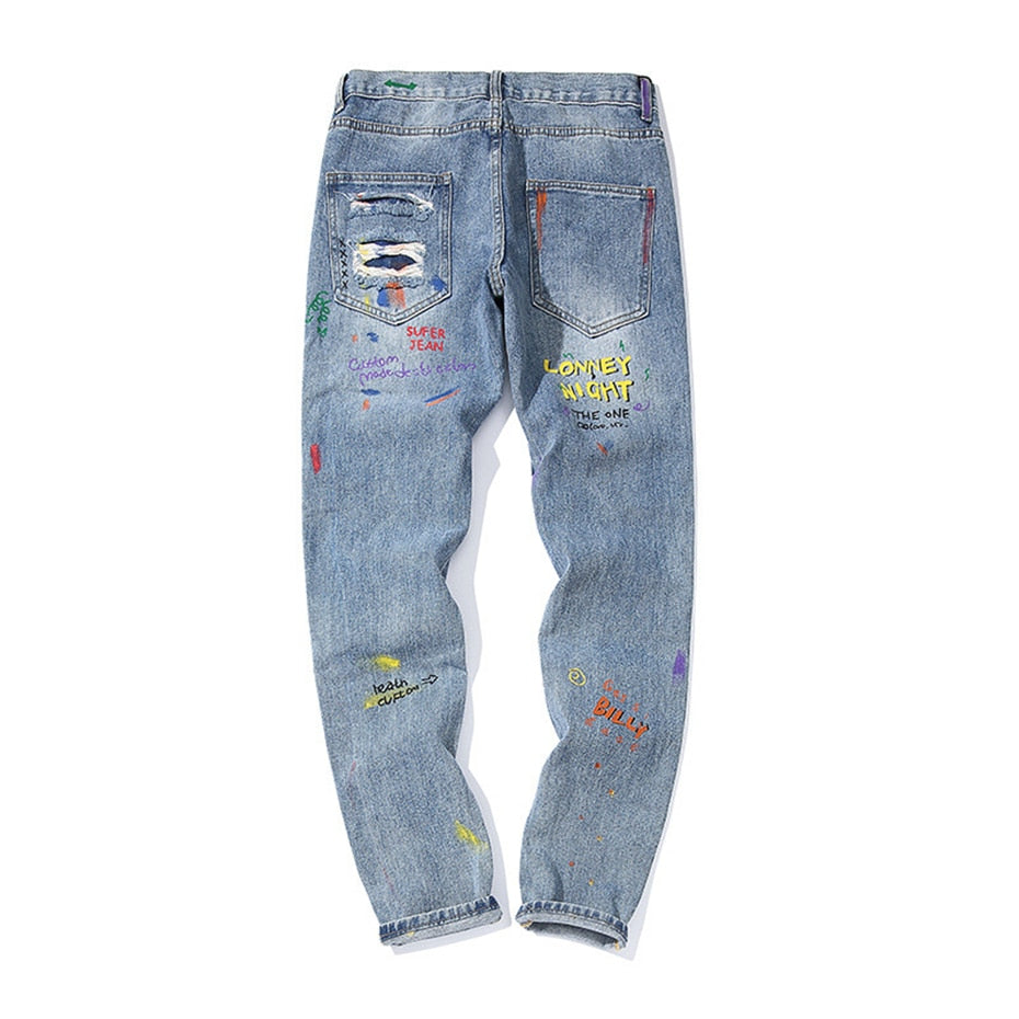 Graffiti Painted Slim Jeans – WNS Apparel